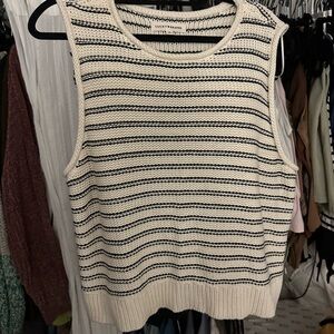 Lucky Brand Black and Cream Knit Top
